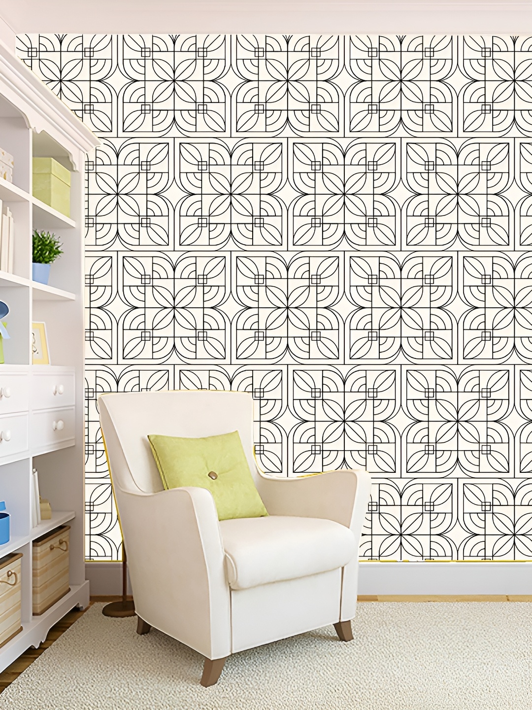 

KSHIRSA Black & White Printed Self-Adhesive Wall Sicker