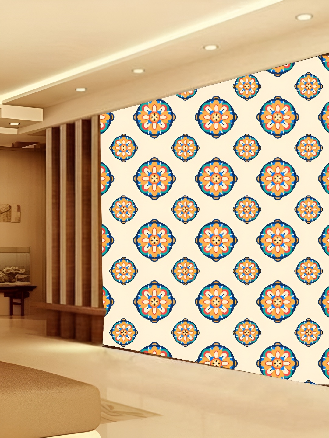 

KSHIRSA Blue & Yellow 3D Printed Self Adhesive Wall Sticker