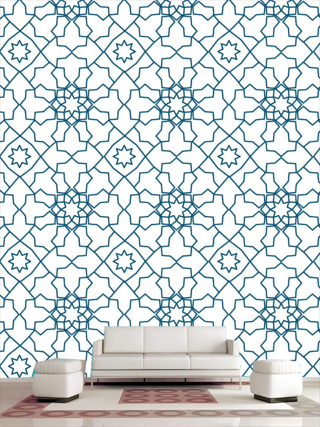 

KSHIRSA White and Blue 3D Printed Self Adhesive Wall Sticker