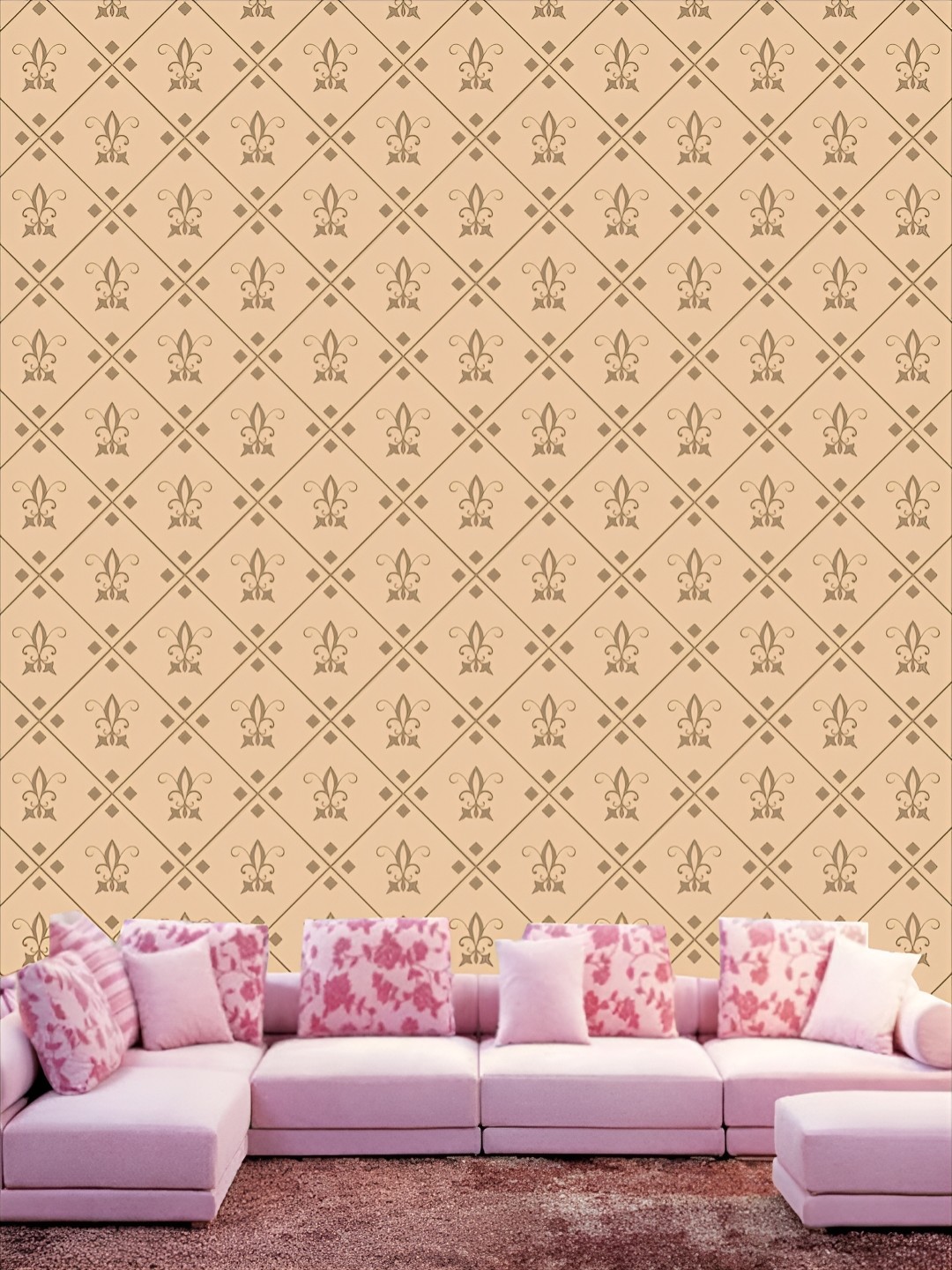 

KSHIRSA Beige 3D Printed Self Adhesive Wall Sticker