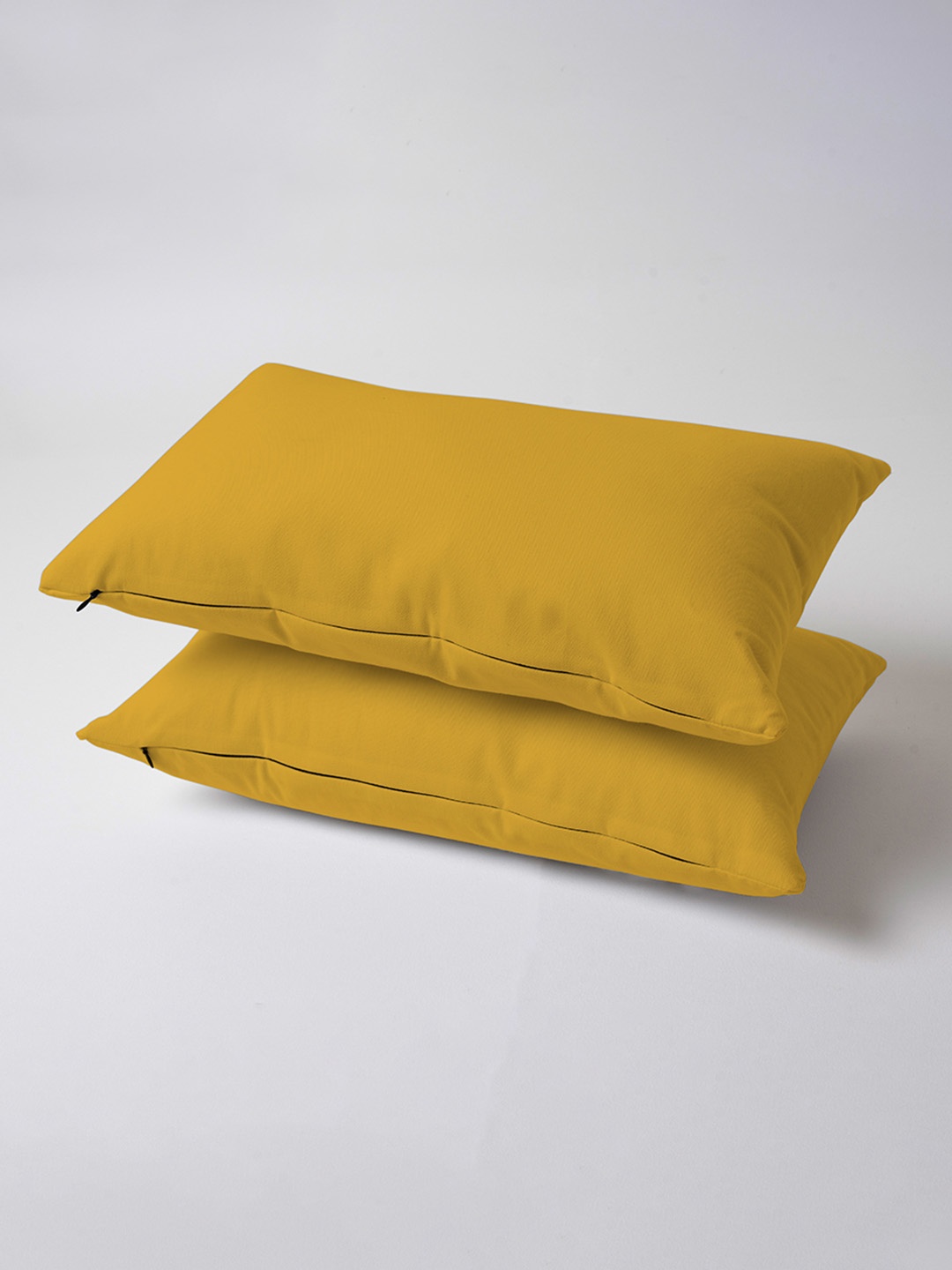 

SKANDA FAB Mustard Yellow 2Pcs Pure Cotton Sofa Cushions