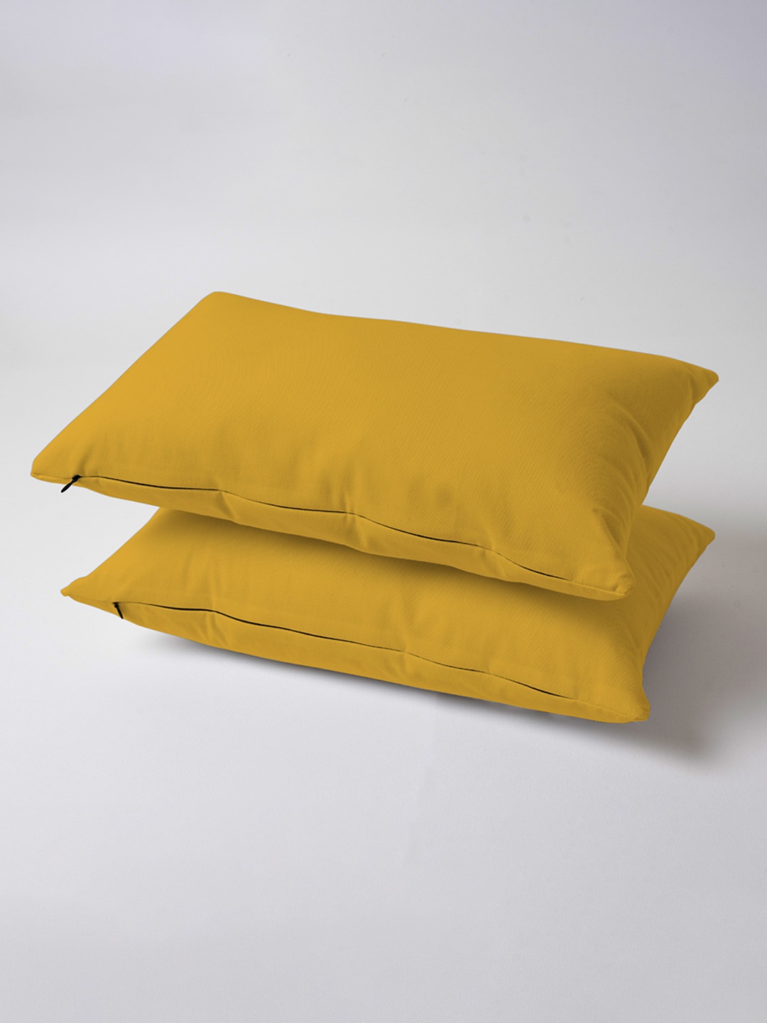 

SKANDA FAB Mustard Yellow 2 Pieces Pure Cotton Sofa Cushions