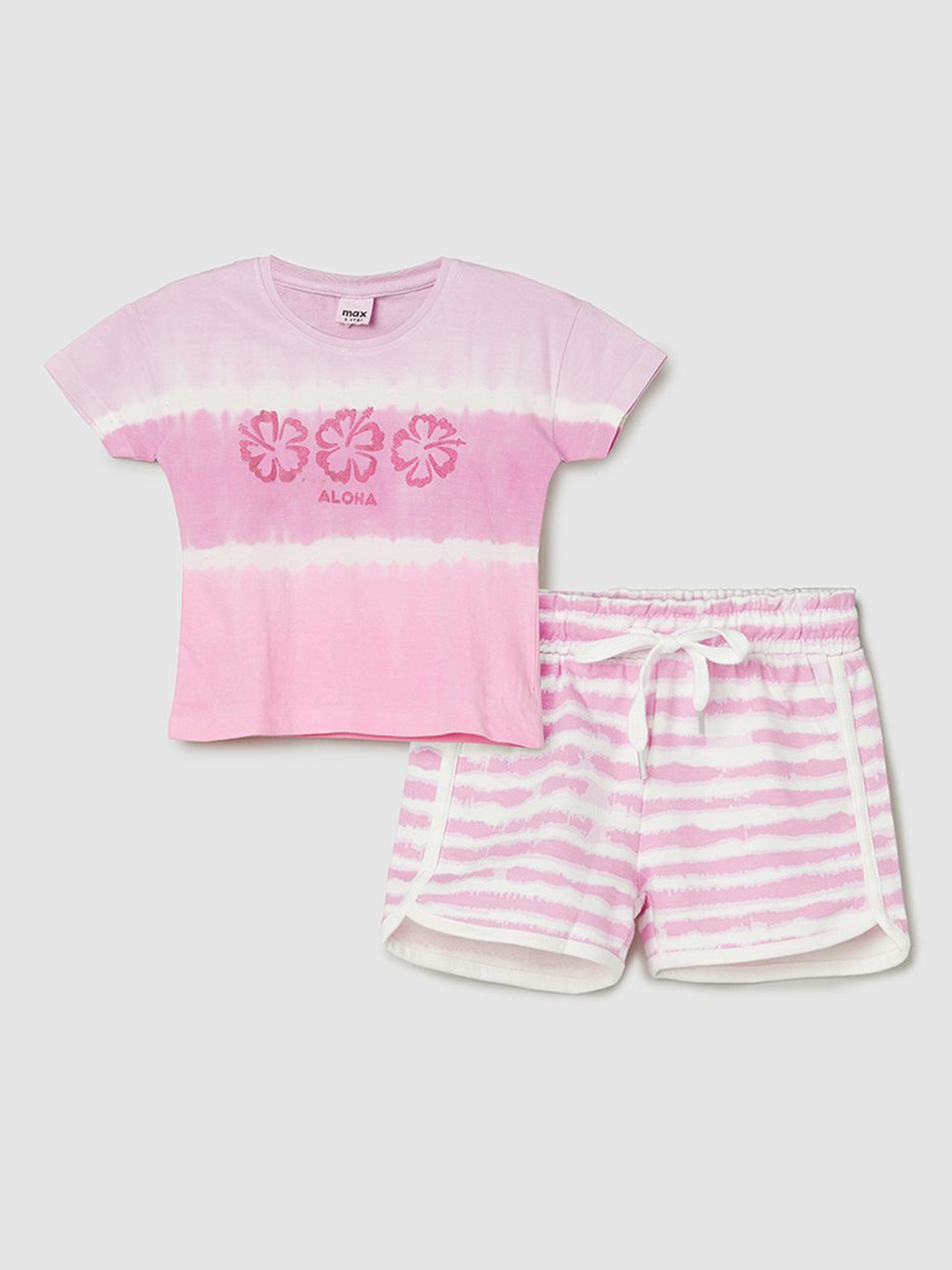 

max Girls Printed Pure Cotton Night suit, Pink