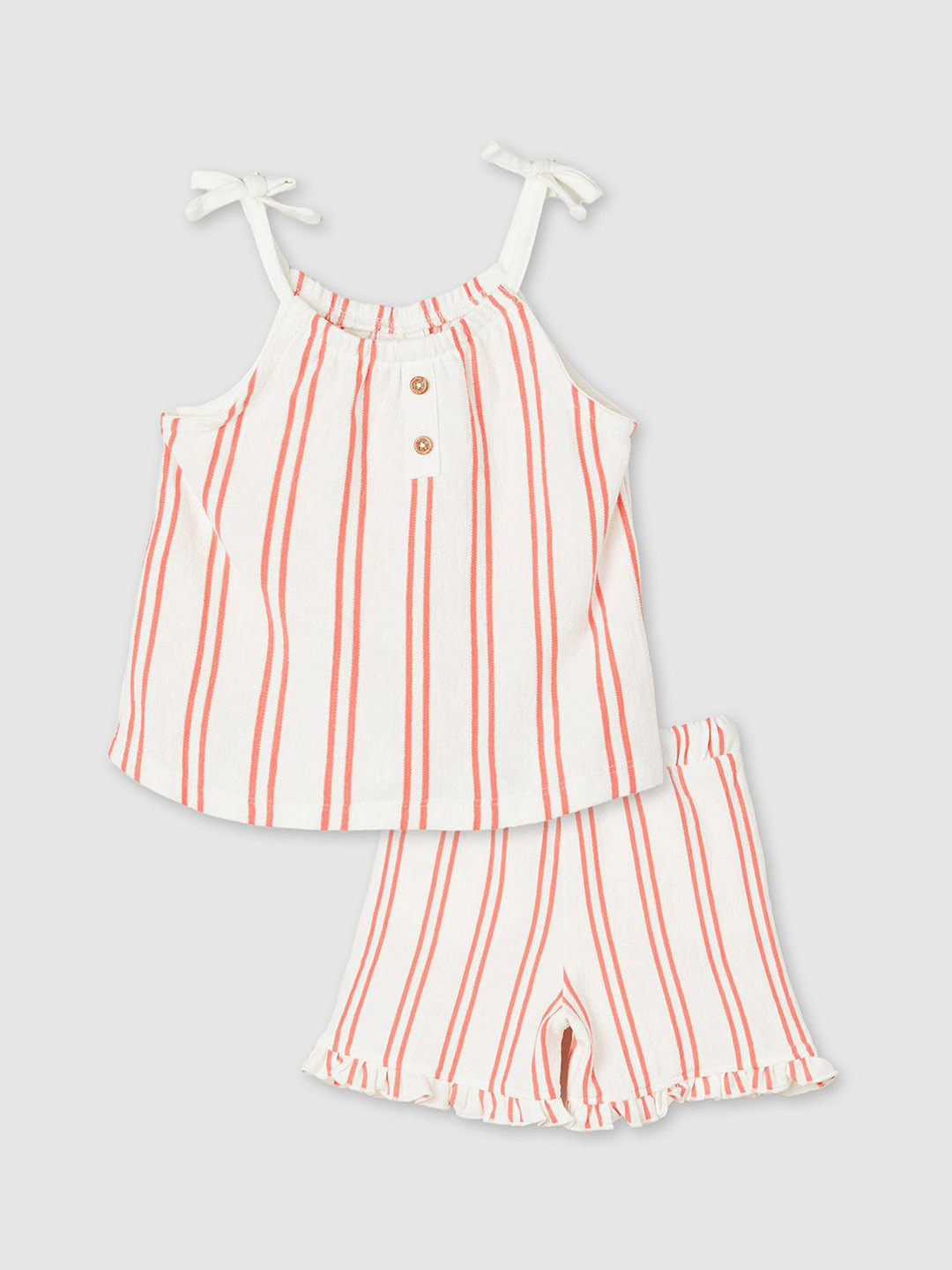 

max Infant Girls Striped Pure Cotton Night suit, Coral