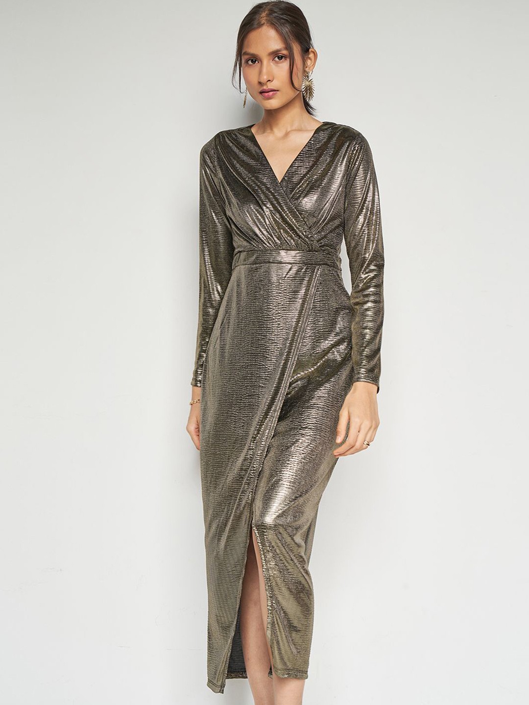 

AND Wrap Maxi Dress, Gold