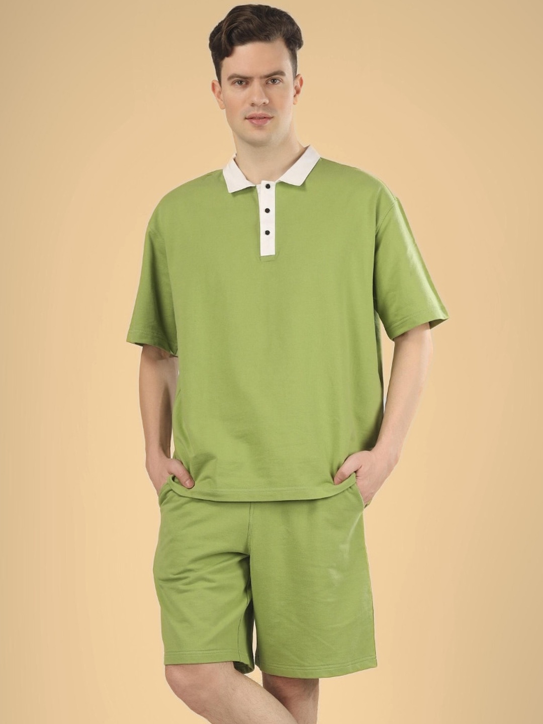 

WEARDUDS Relaxed Fit Pure Cotton Co-Ord, Green