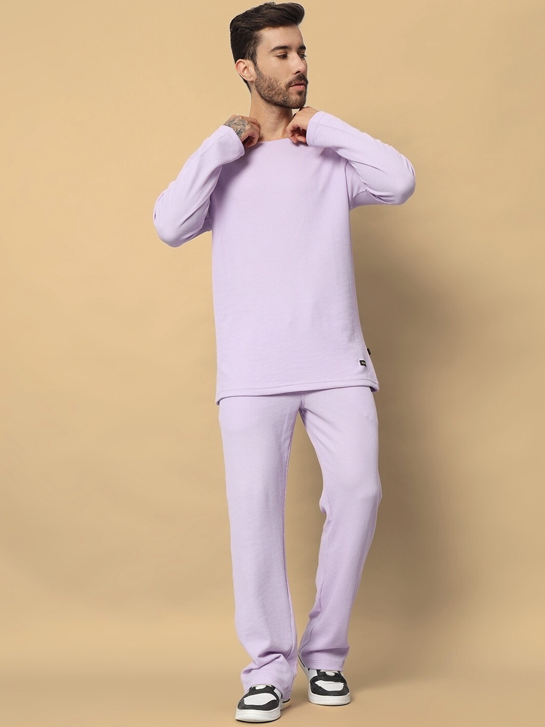 

WEARDUDS Vogue Pure Cotton Oversized T-Shirt With Trouser Co-Ords, Lavender