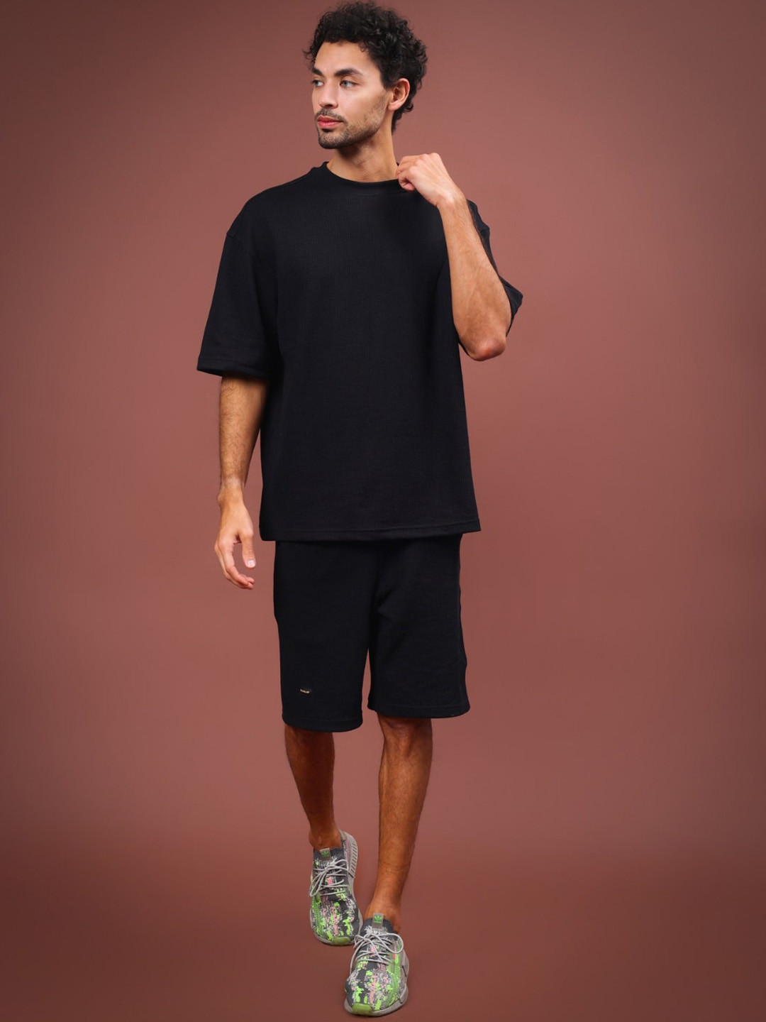 

WEARDUDS Pure Cotton T-Shirt With Shorts, Black