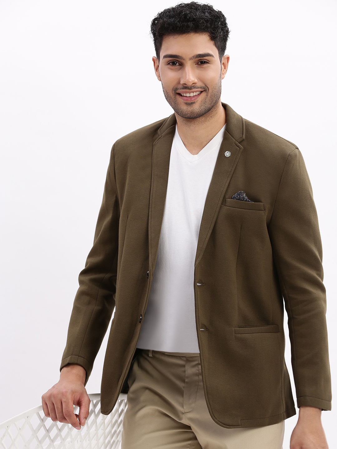 

SHOWOFF Cotton Single Breasted Casual Blazer, Olive