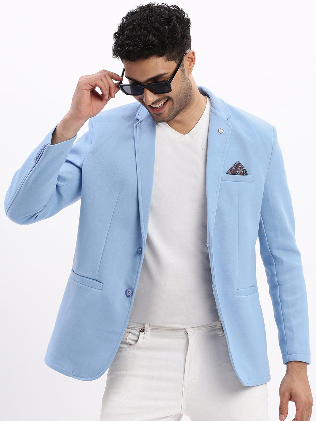 

SHOWOFF Slim-Fit Single Breasted Notched Lapel Collar Cotton Casual Blazer, Blue
