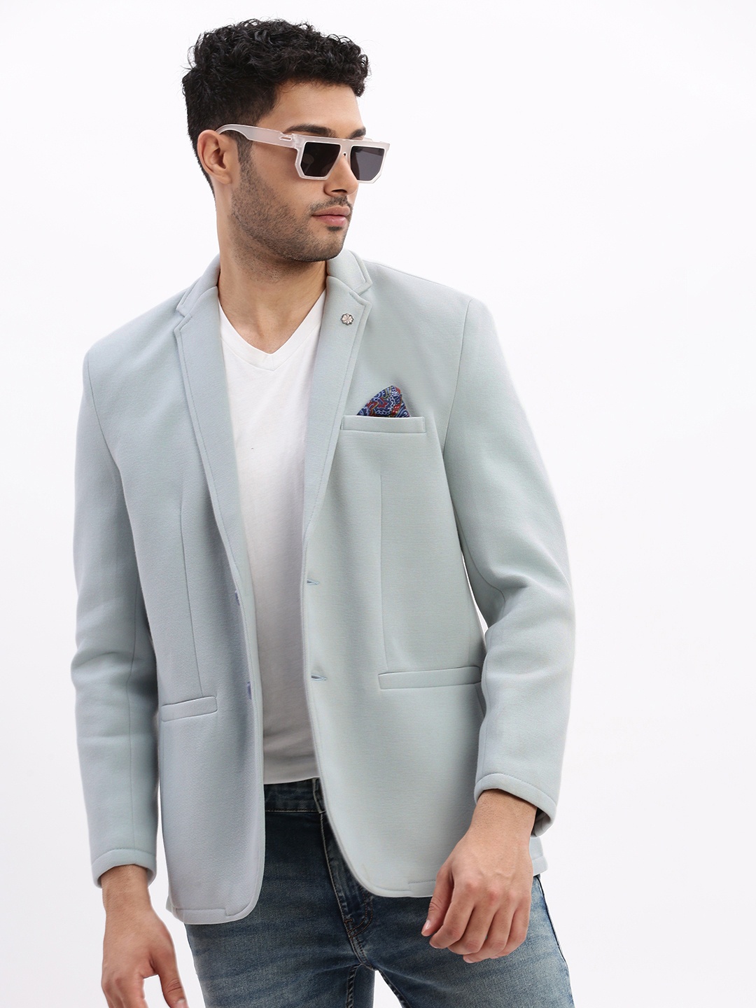 

SHOWOFF Slim-Fit Single-Breasted Notched Lapel Collar Casual Blazer, Blue