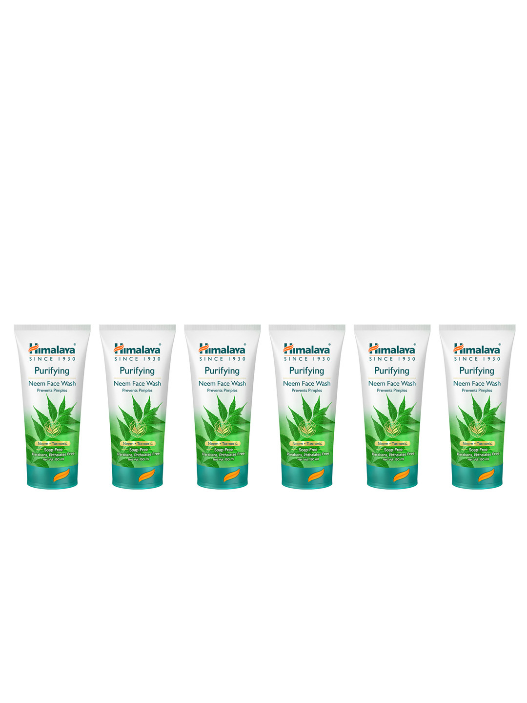

Himalaya Set of 6 Purifying Neem Face Wash with Neem & Turmeric - 150ml each, Green