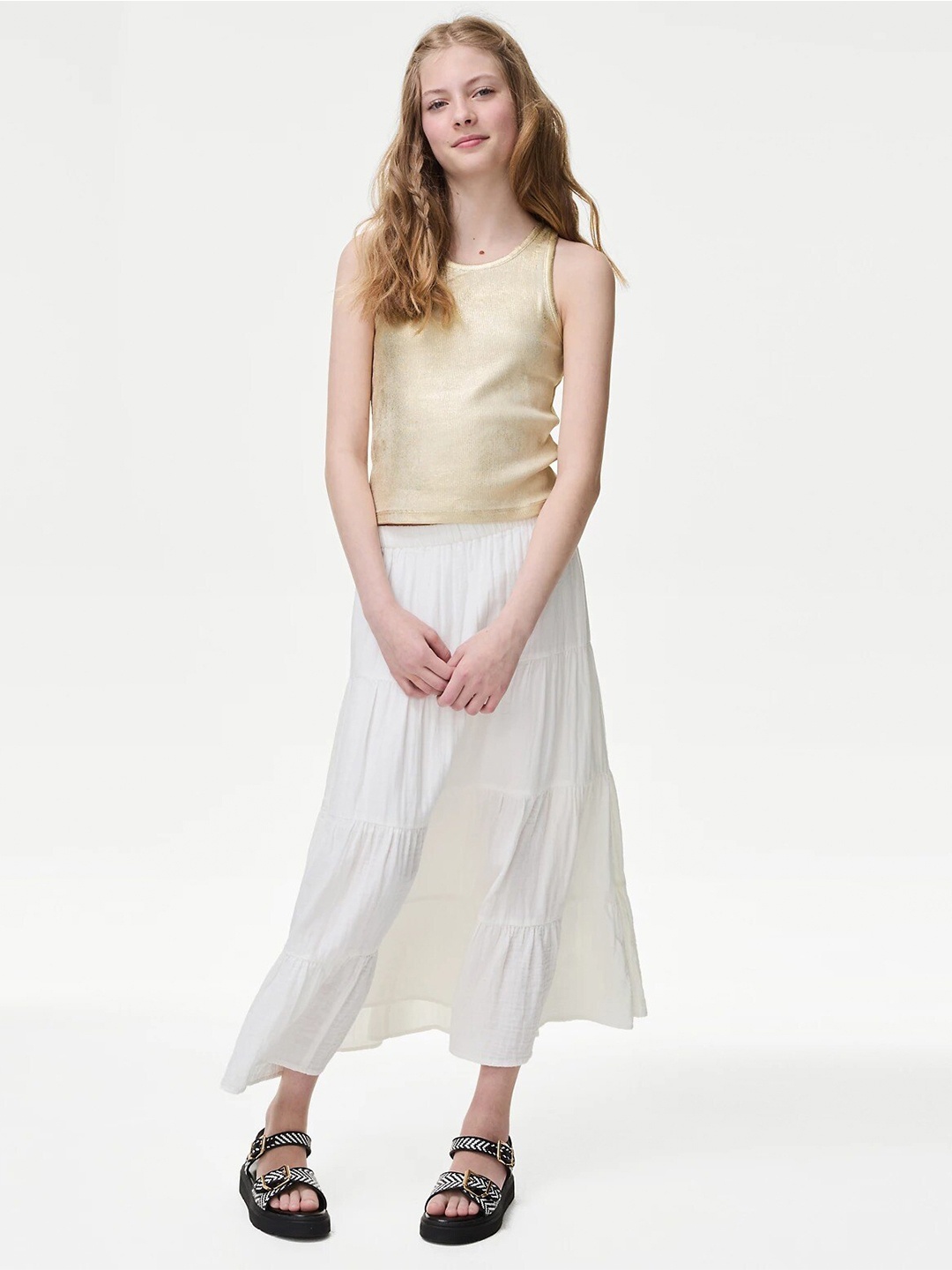 

Marks & Spencer Sleeveless Cotton Top, Gold