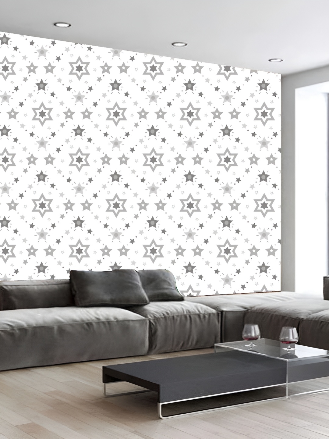 

KSHIRSA White & Grey 3D Floral and Botanical Printed Self-Adhesive Wallpaper