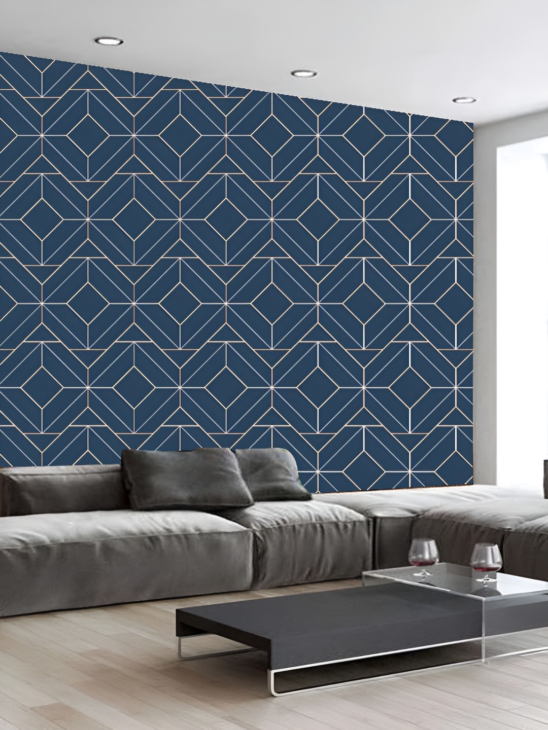 

KSHIRSA Blue & Pink 3D Printed Self-Adhesive Wallpaper