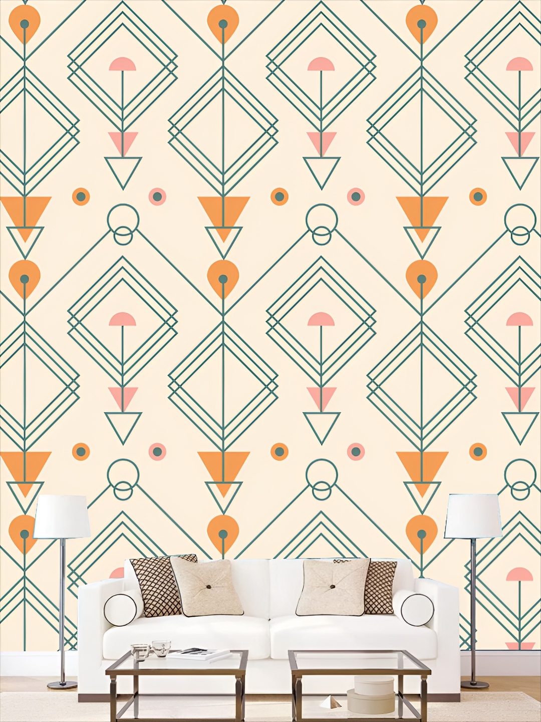 

KSHIRSA Cream & Orange 3D Printed Self Adhesive Wall Sticker