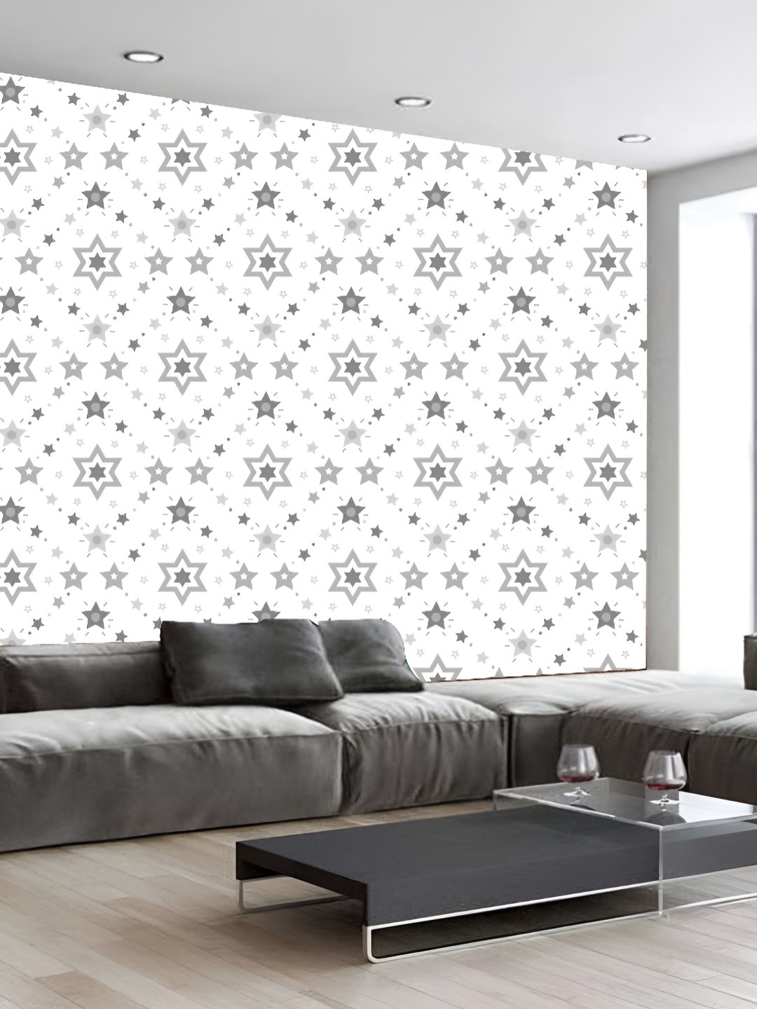 

KSHIRSA White & Grey 3D Printed Self Adhesive Wall Sticker