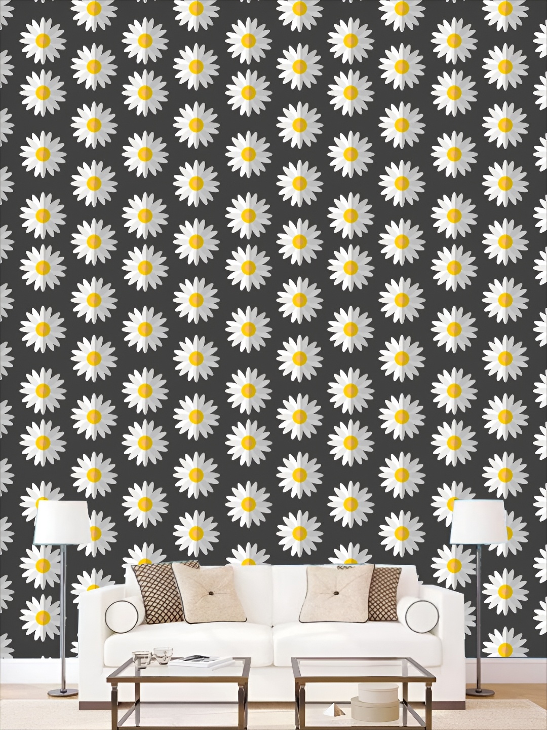 

KSHIRSA Grey & White 3D Printed Self-Adhesive Wallpaper