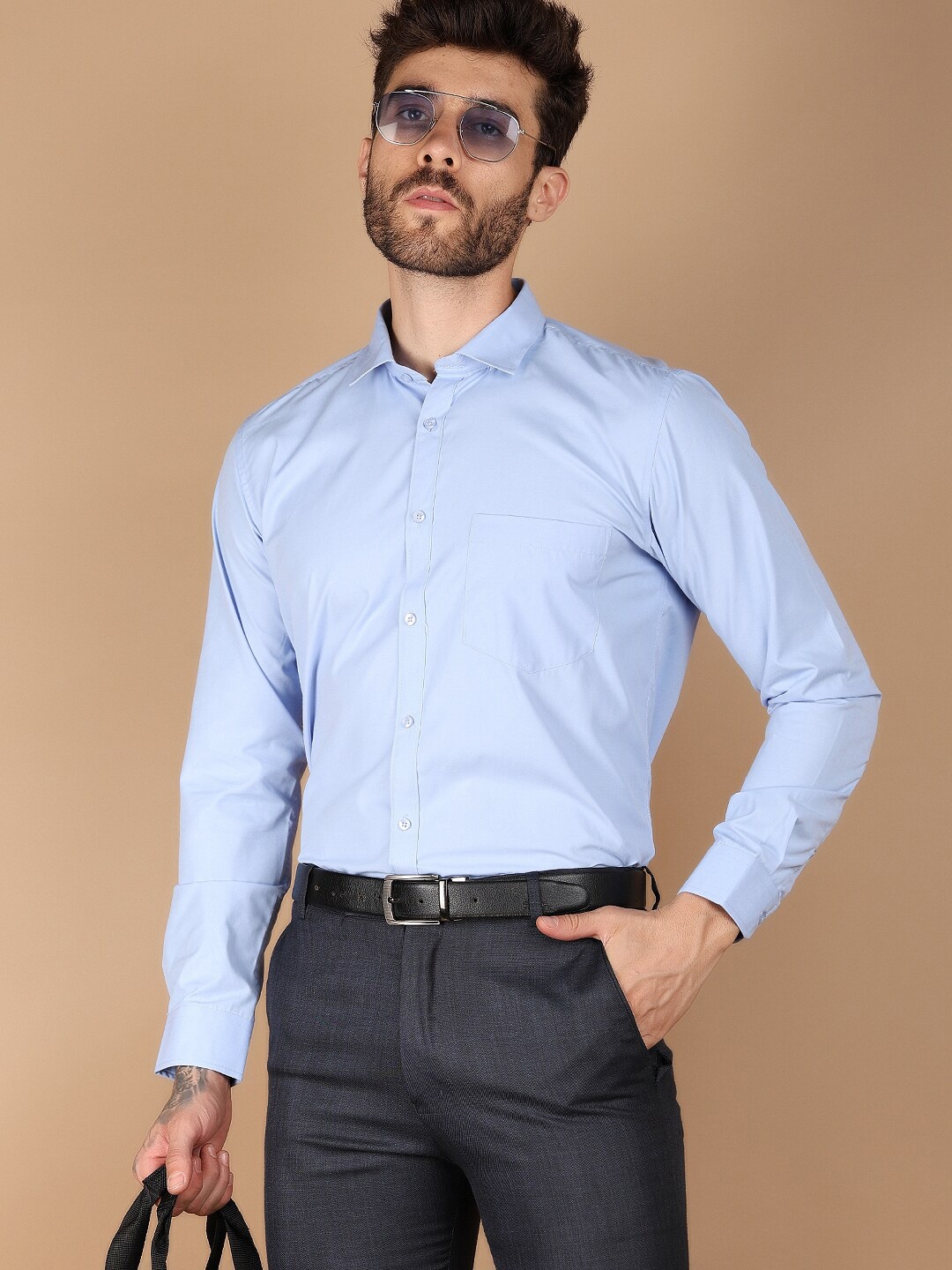

V-Mart Spread Collar Long Sleeves Formal Shirt, Blue