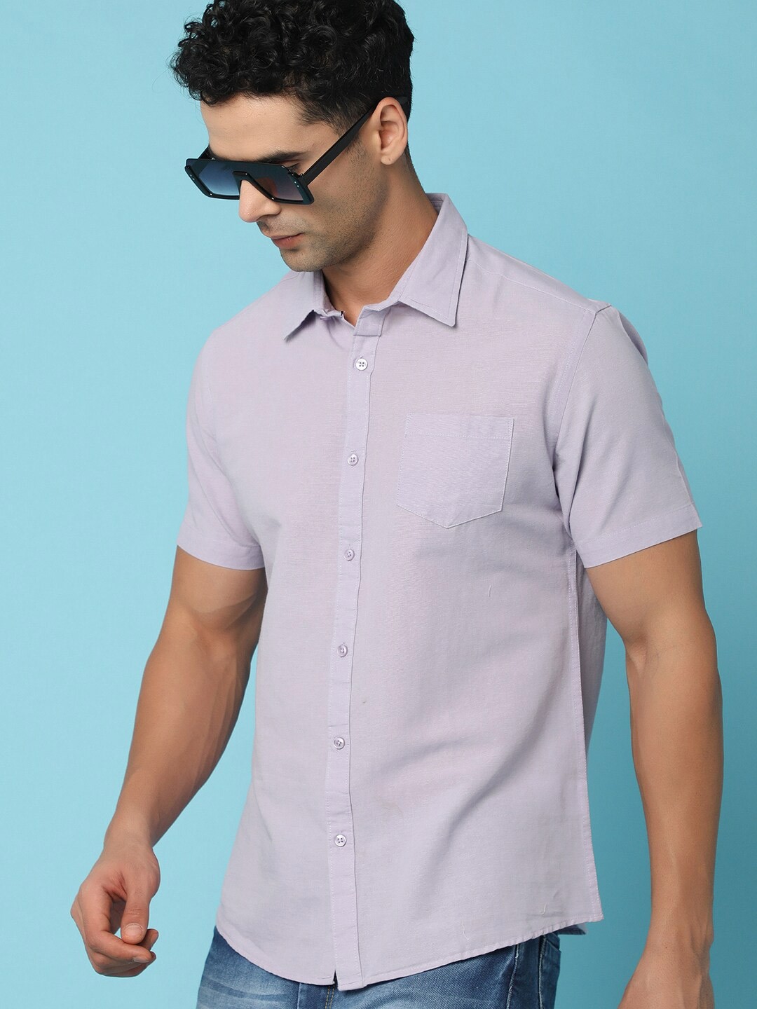 

V-Mart Slim Fit Spread Collar Casual Shirt, Purple