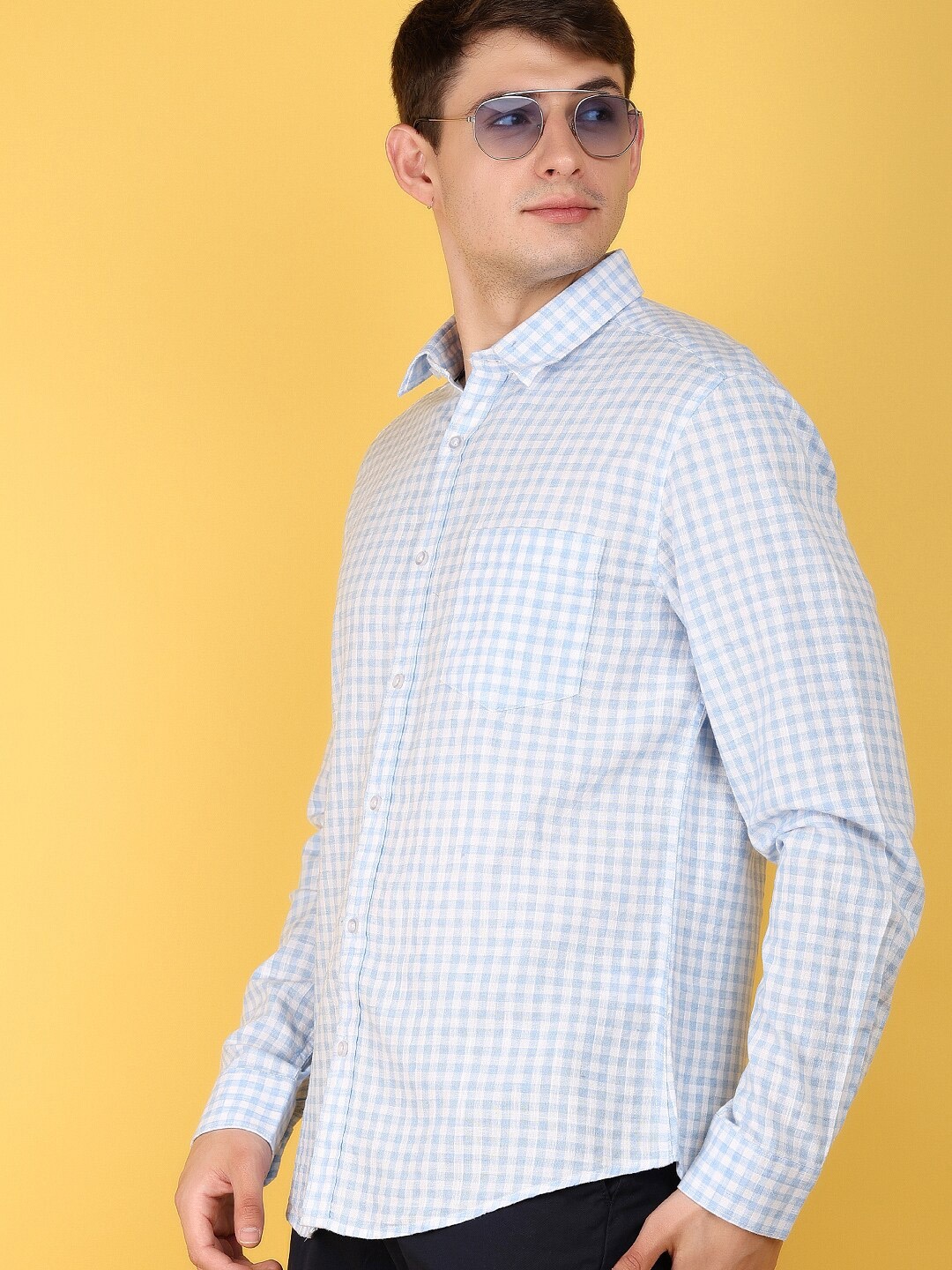 

V-Mart Spread Collar Checked Casual Shirt, Blue