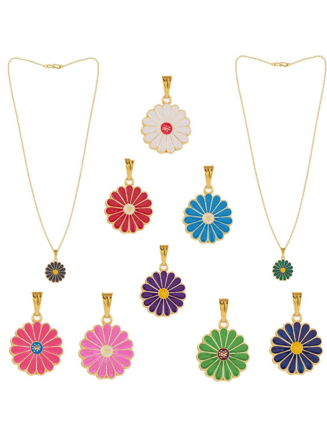 

DressBerry White Gold-Plated Enamelled Pendants With Chains