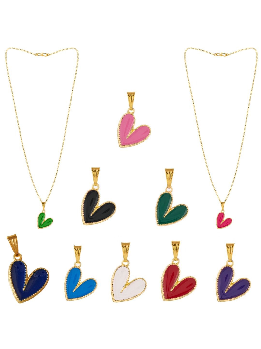 

DressBerry Pink Gold-Plated Enamelled Pendants With Chains