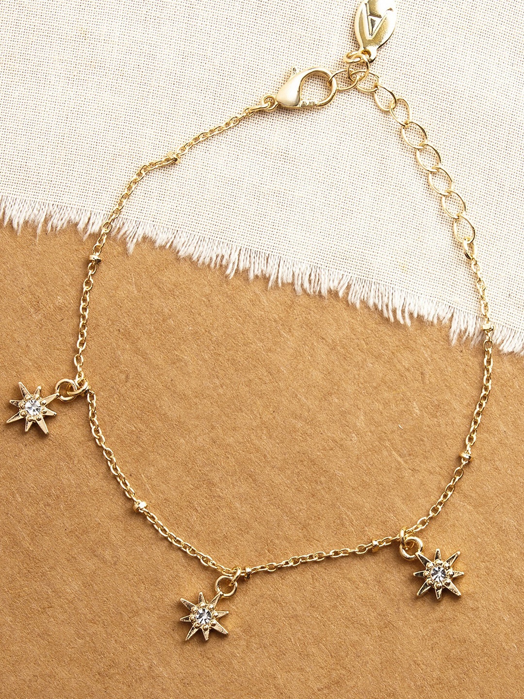 

Accessorize Metal Stone Studded Charm Bracelet, Gold