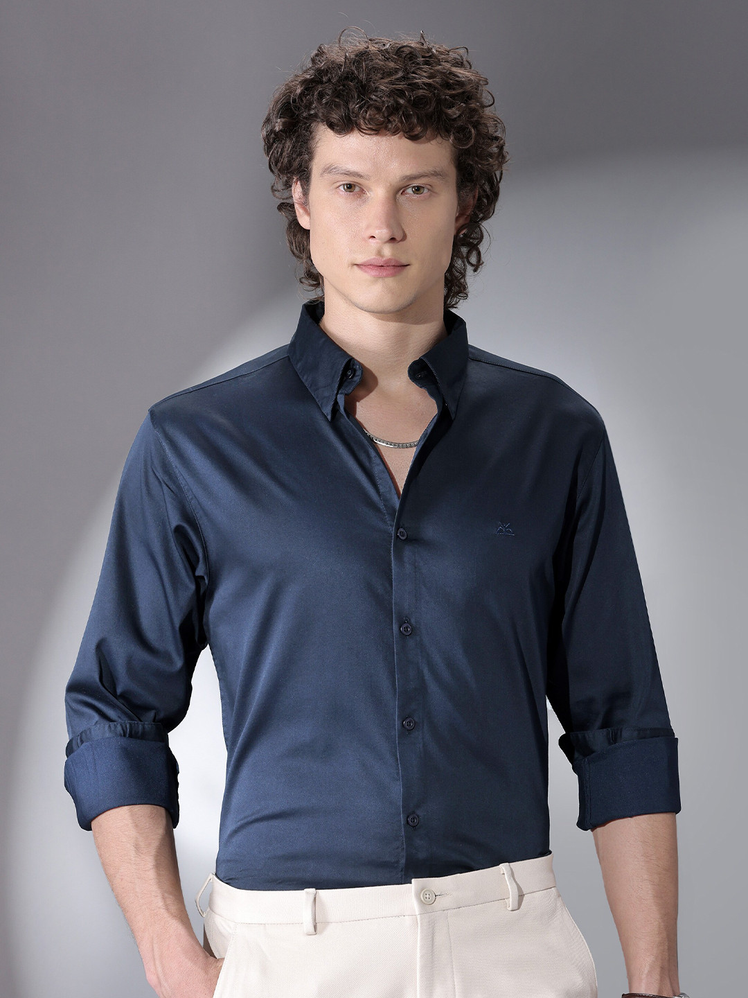 

Beyoung Satin Formal Shirt, Blue