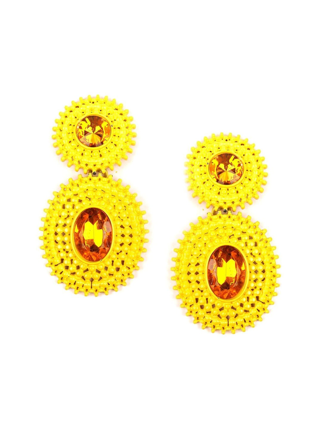 

ODETTE Gold-Plated Oval Drop Earrings, Yellow