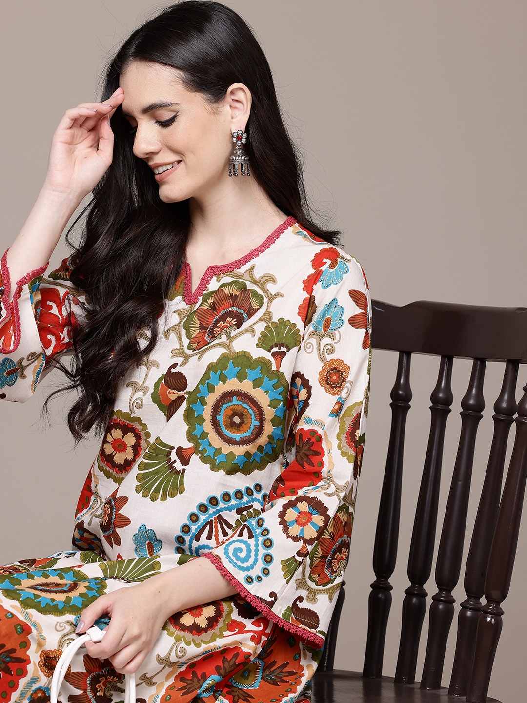 

Readiprint Ethnic Motifs Printed Pure Cotton Co-Ords, Multi