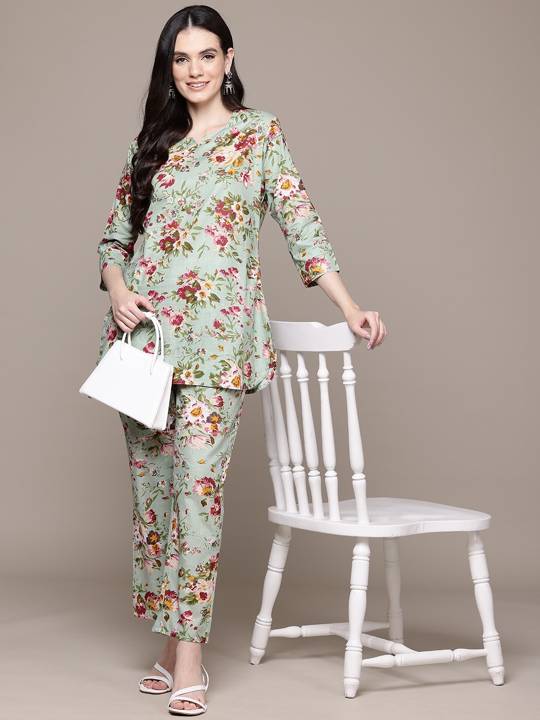 

Readiprint Floral Printed Pure Cotton Co-Ords, Green
