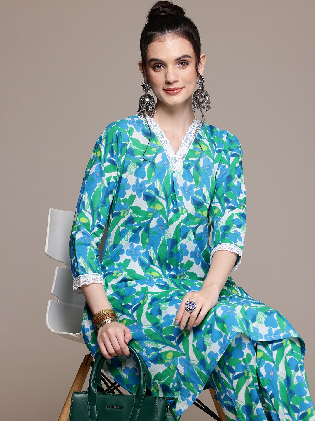 

Readiprint Floral Printed Pure Cotton Co-Ords, Blue
