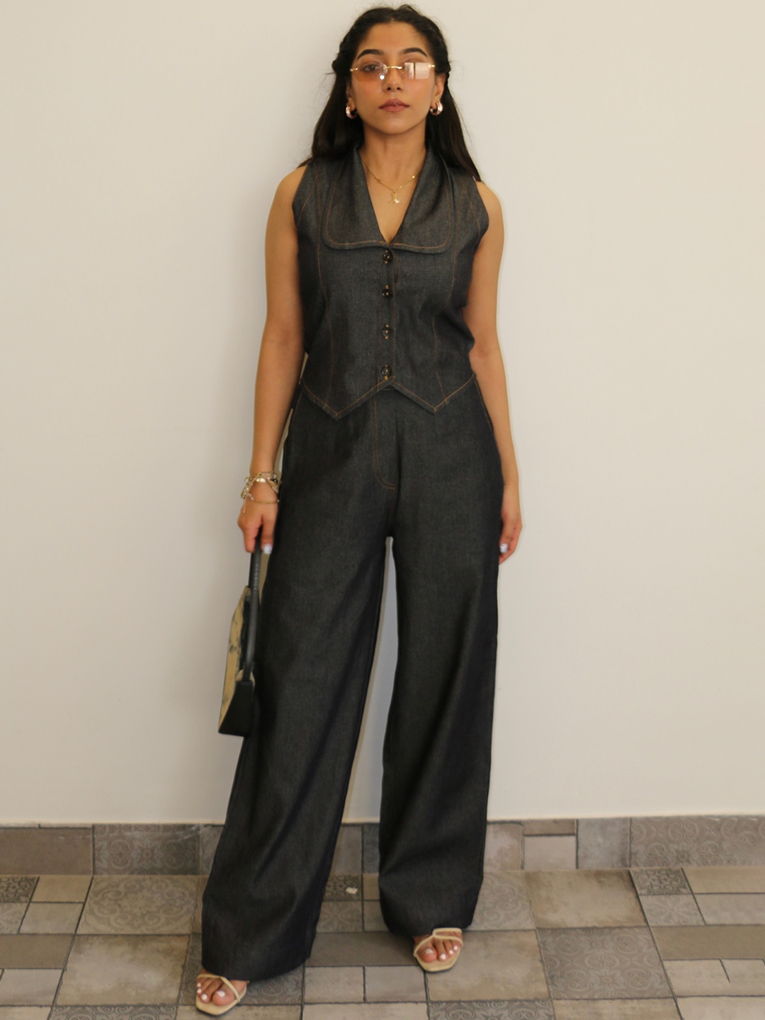 

Obleka V-Neck Sleeveless Waistcoat & Trouser, Black