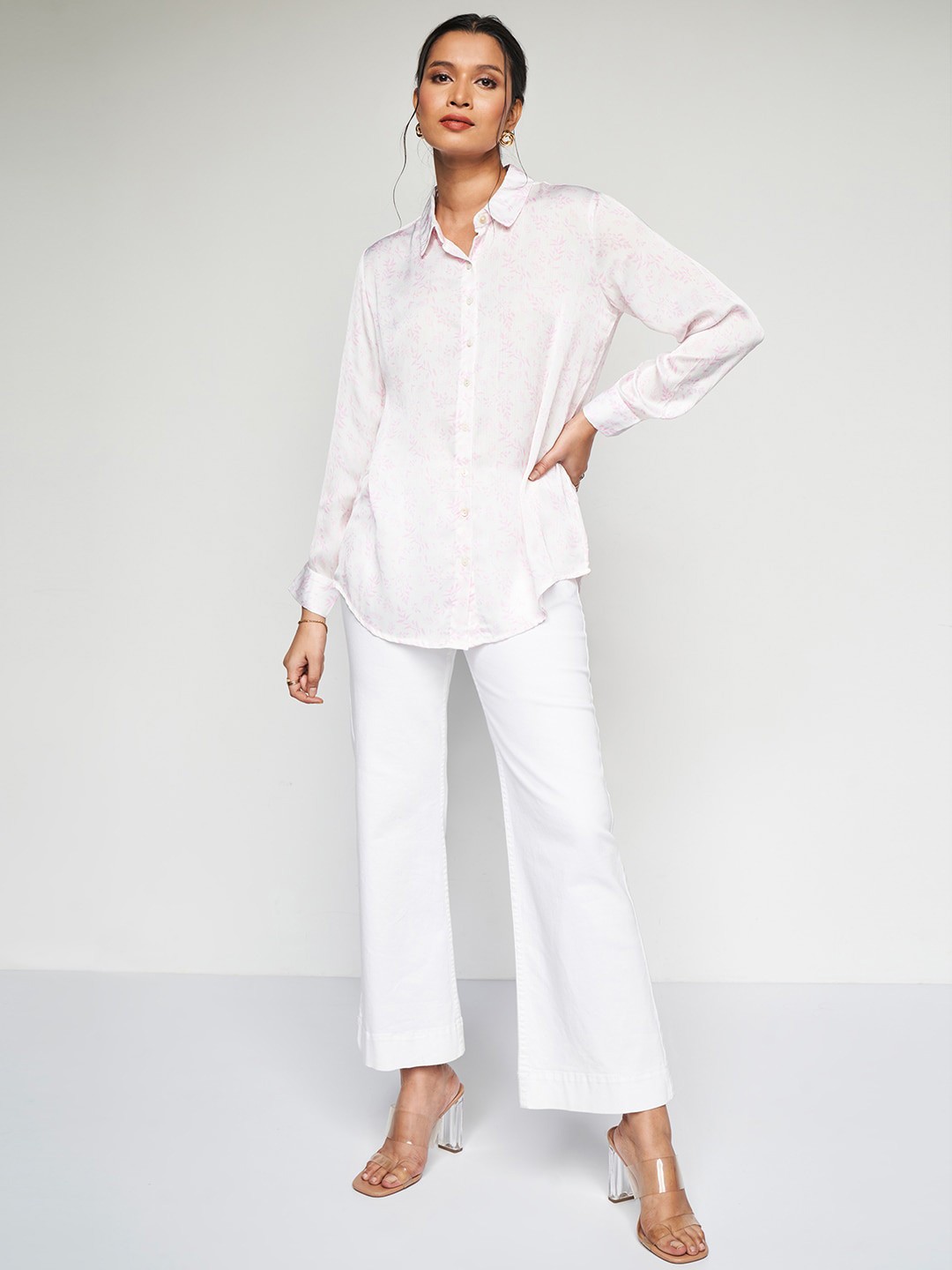 

AND Women Cuffed Sleeves Shirt Style Top, Off white