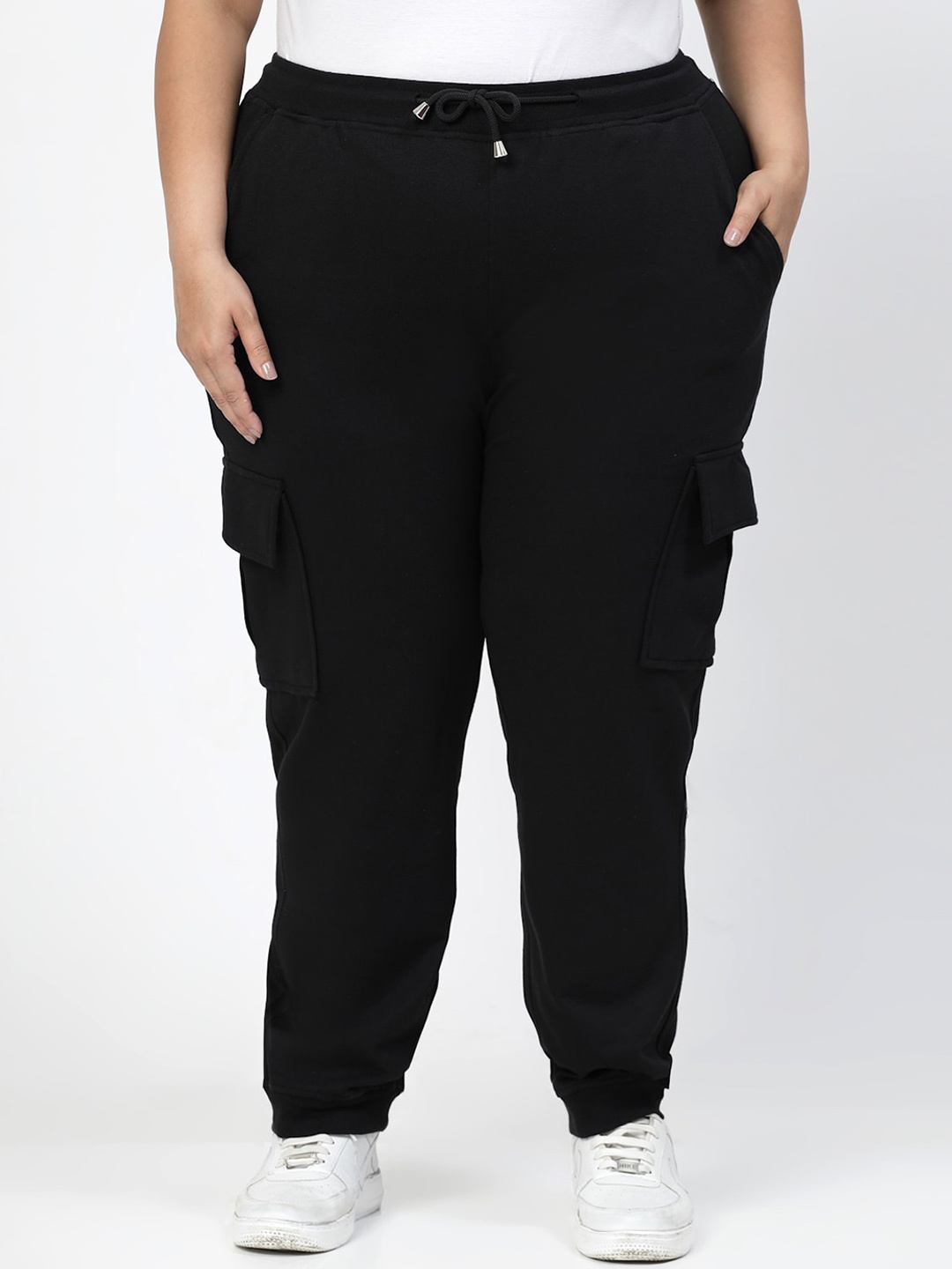 

plusS Women Plus Size Cotton Joggers, Black