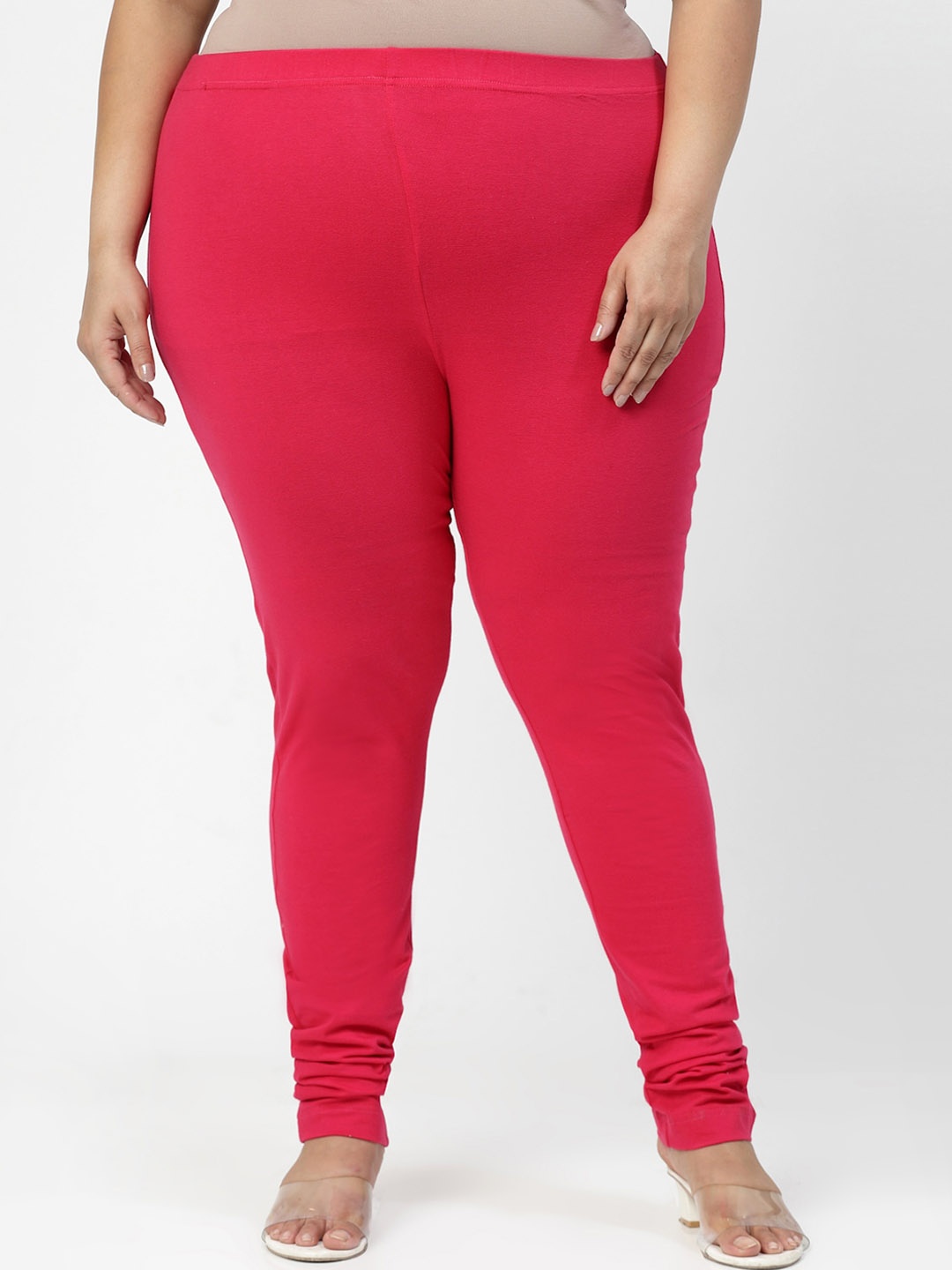 

plusS Plus Size Cotton Churidar Length Leggings, Pink