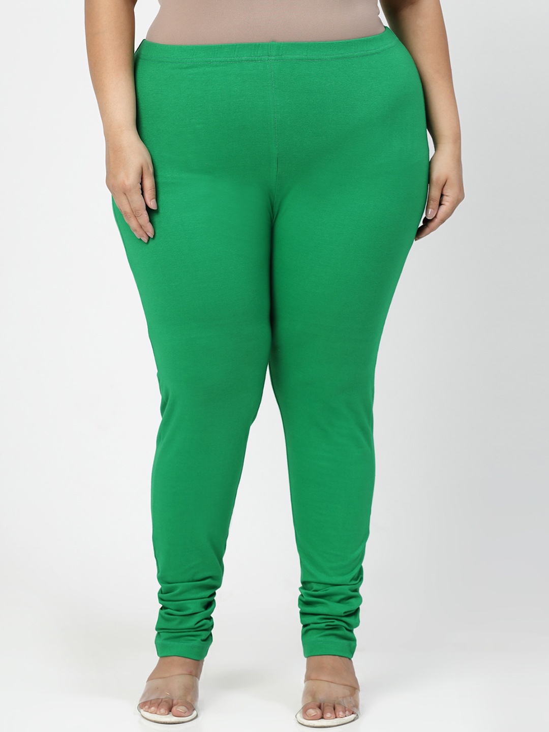 

plusS Plus Size Cotton Churidar Length Leggings, Green