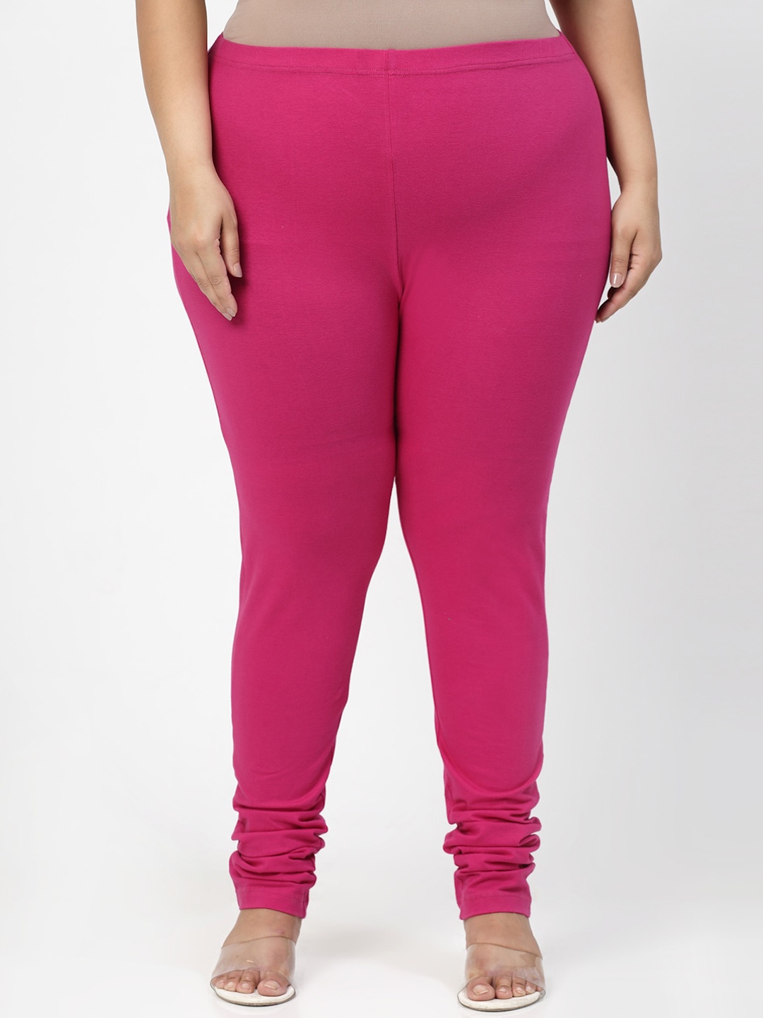 

plusS Cotton Churidar-Length Leggings, Pink