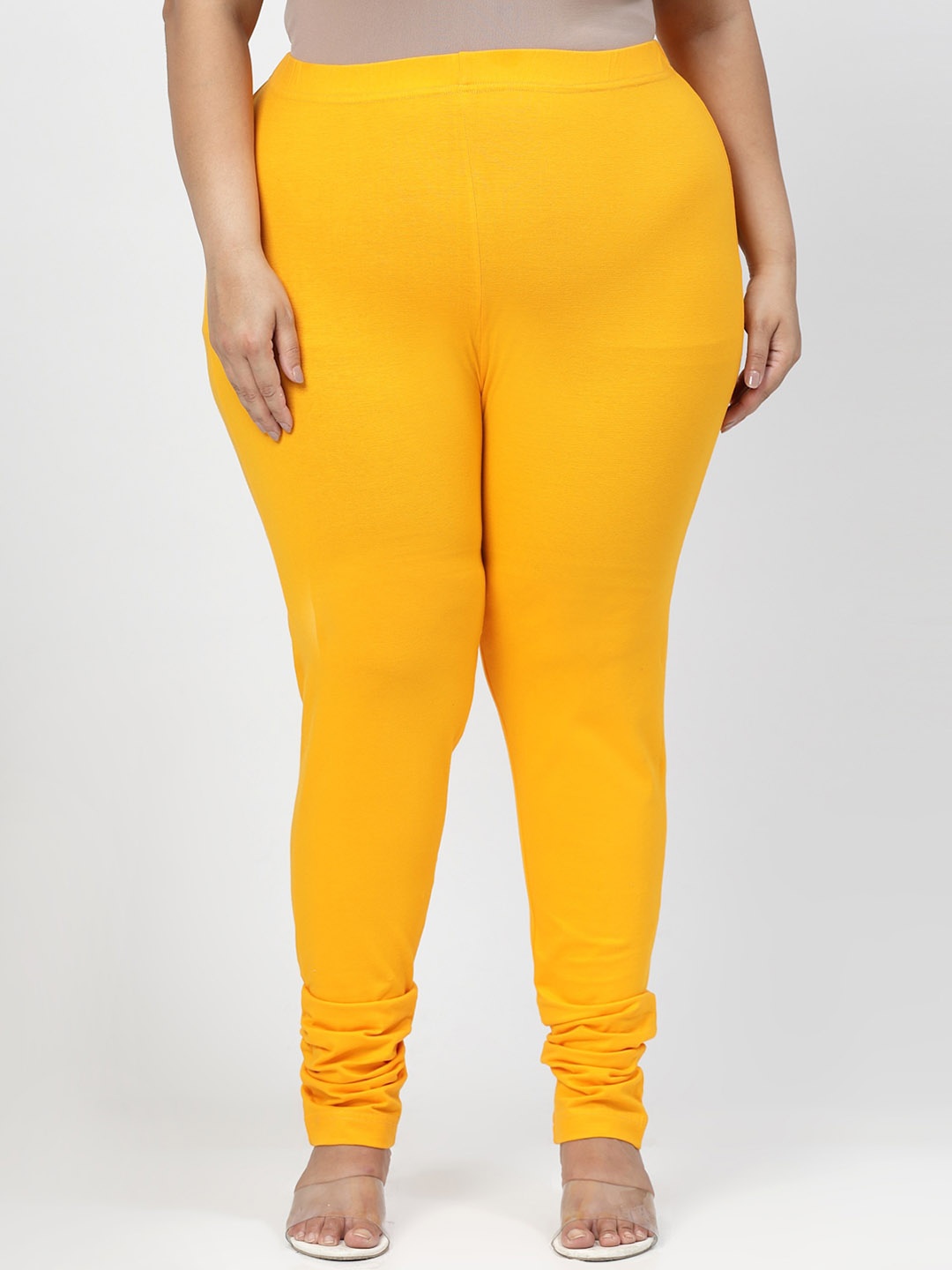 

plusS Plus Size Cotton Churidar Length Leggings, Mustard