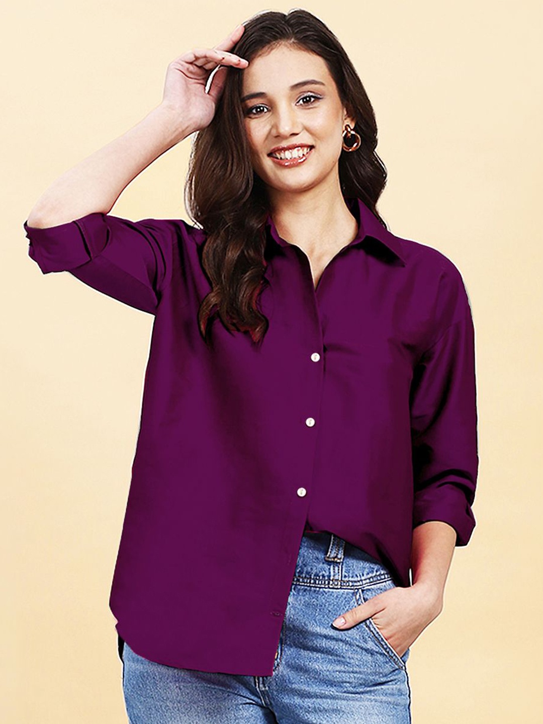 

A.T.U.N. Spread Collar Full Sleeve Relaxed Fit Casual Shirt, Burgundy