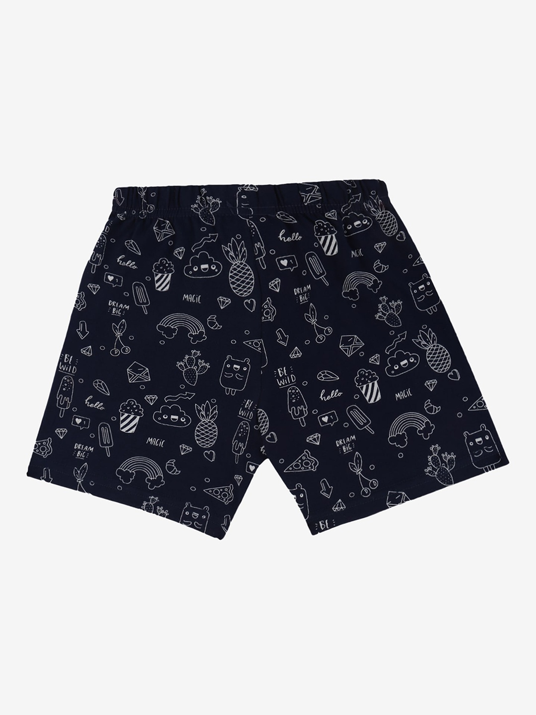 

Bodycare Kids Girls Conversational Printed Mid-Rise Cotton Casual Regular Shorts, Navy blue