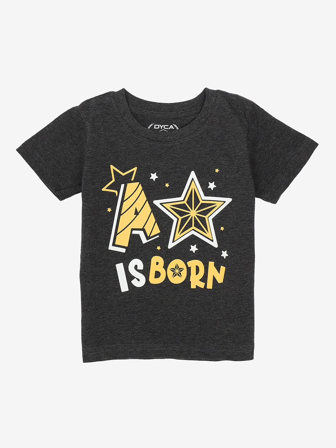 

DYCA Boys Graphic Printed Round Neck Cotton T-shirt, Black