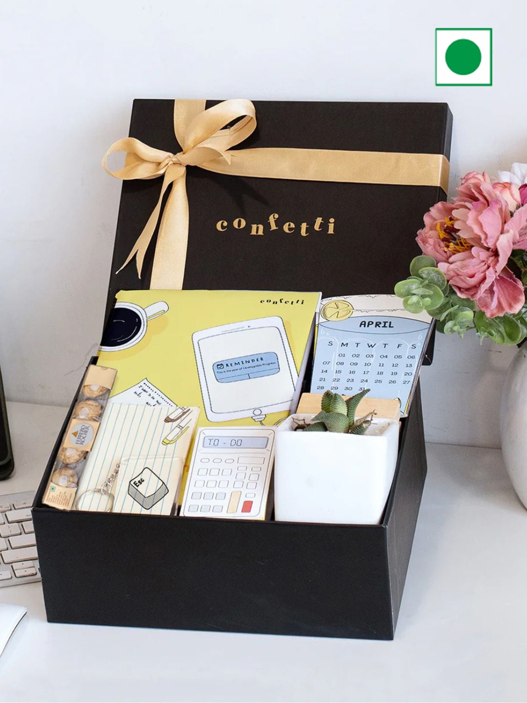 

Confetti Gifts Set of 7 Assorted Items Gift Hamper, Brown