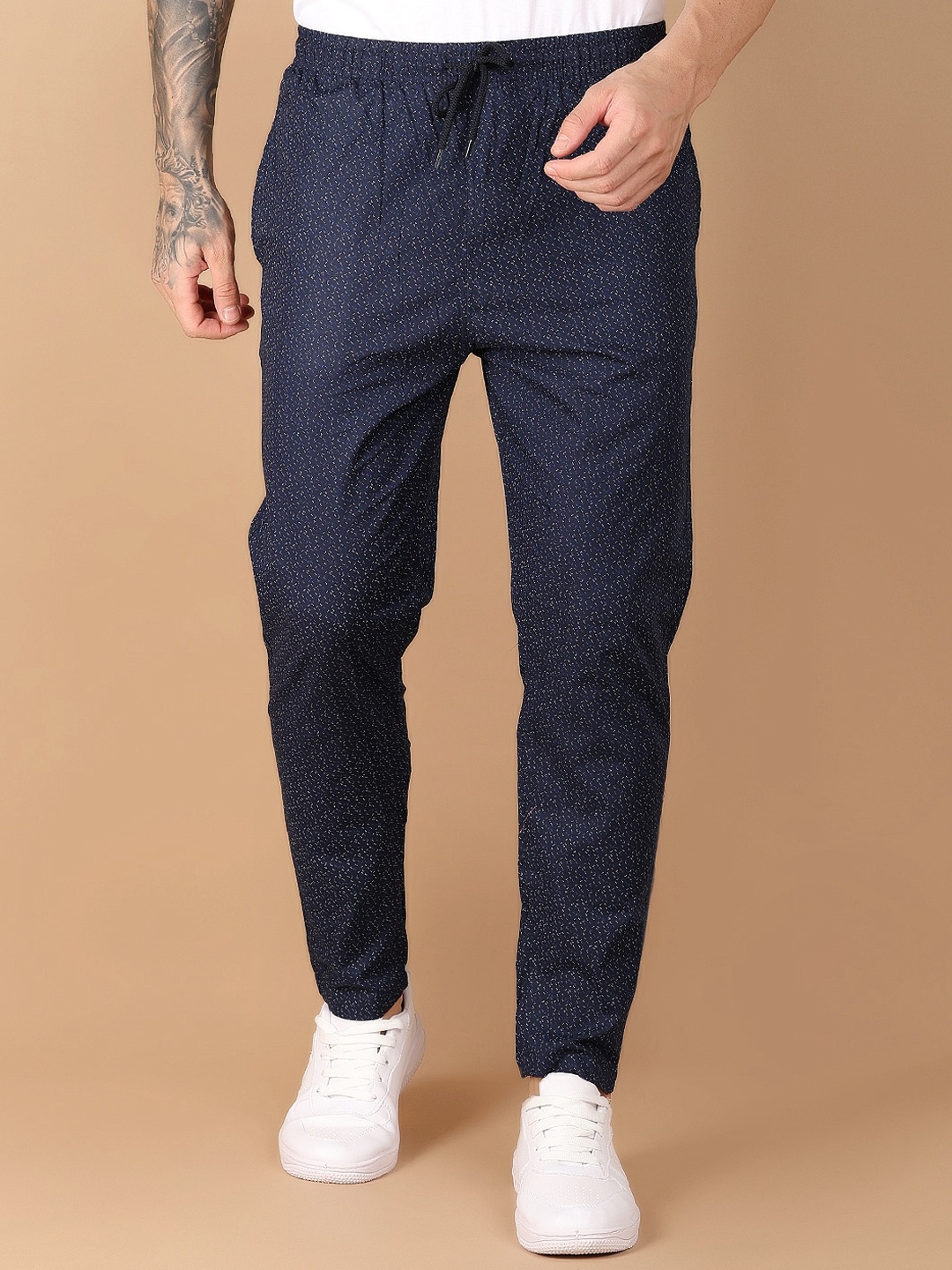 

V-Mart Men Printed Cotton Track Pants, Blue