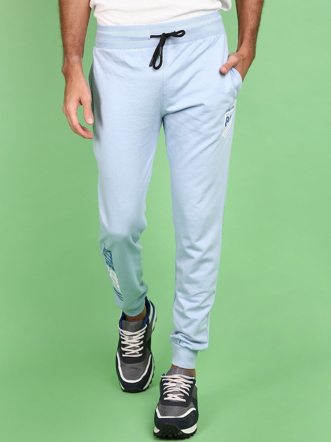 

V-Mart Men Solid Terry Cotton Joggers, Blue