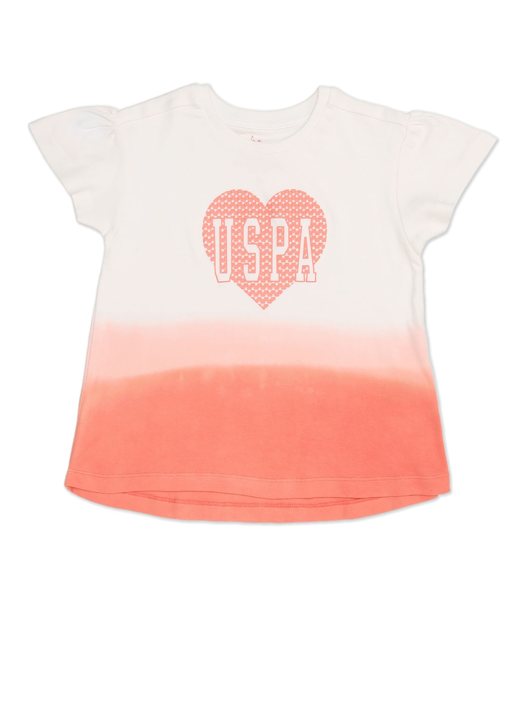 

U.S. Polo Assn. Kids Girls Typography Printed Cotton T-shirt, Orange