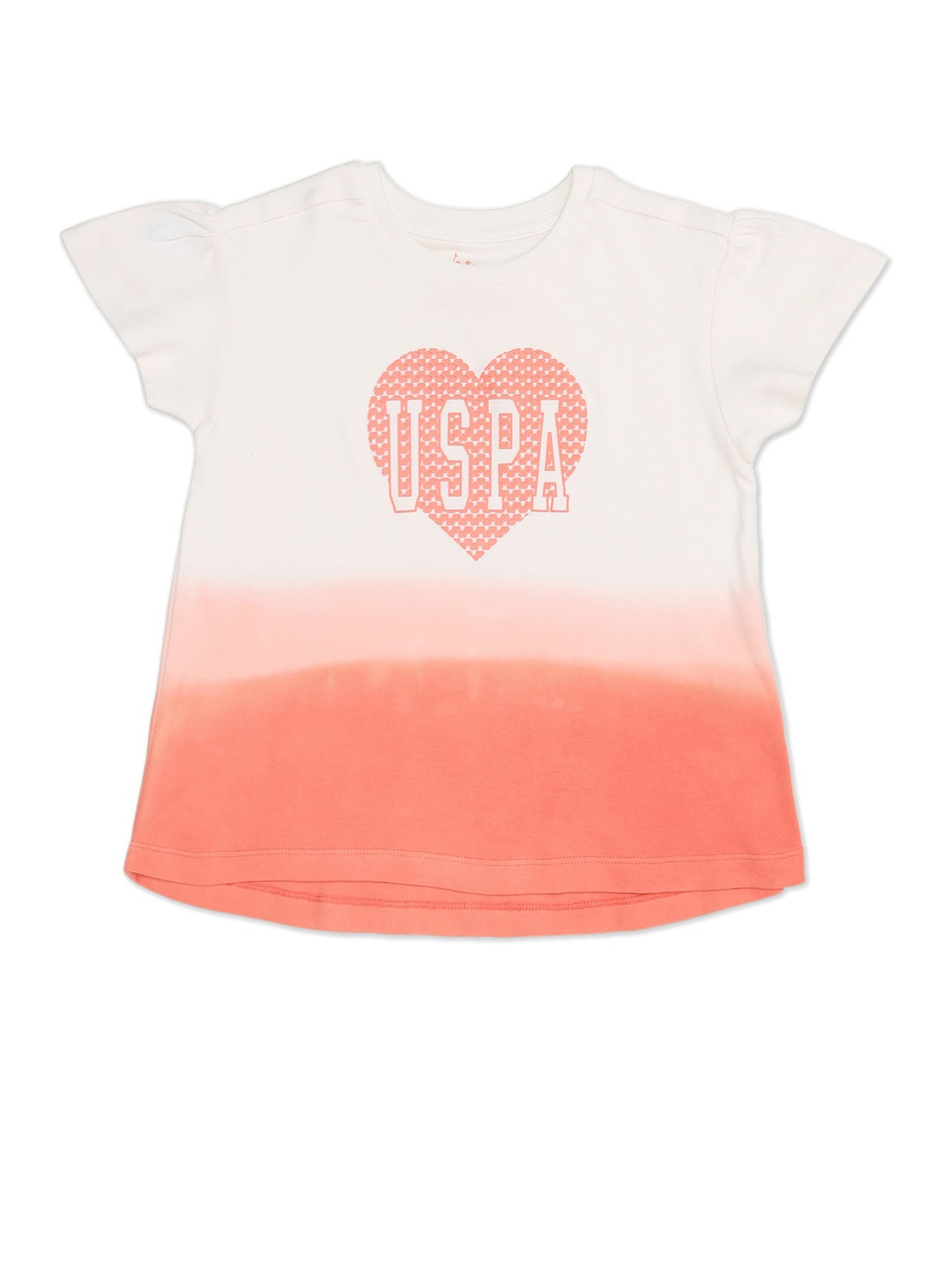 

U.S. Polo Assn. Girls Tie and Dye Printed Cotton T-shirt, Orange