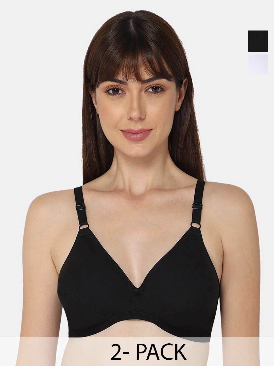 

NAIDU HALL Pack Of 2 Full Coverage Non Padded Cotton Everyday Bras With All Day Comfort, White
