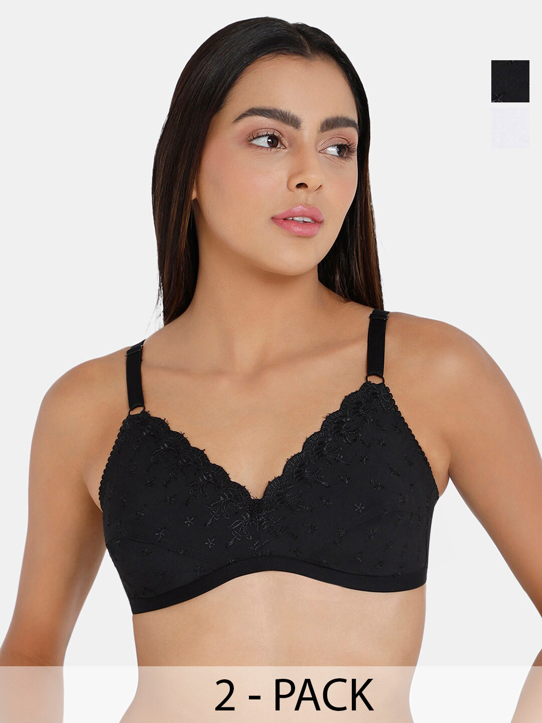 

NAIDU HALL Pack of 2 Medium Coverage Non Wired Non Padded Bra All Day Comfort, White
